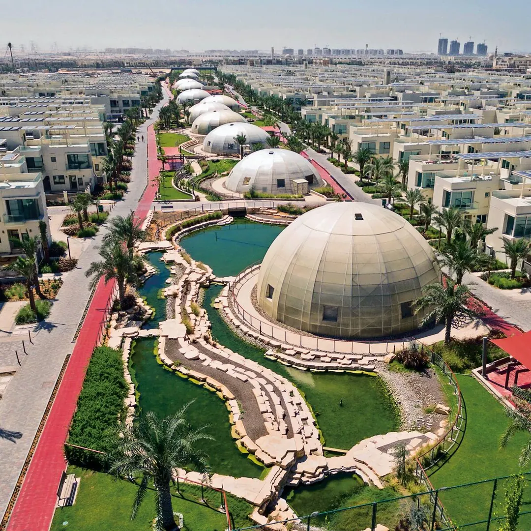 The Sustainable City, the bio-domes from above